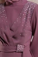 Tesettür giyim PEMBE ALVİNA TAŞLI PANTOLONLU TAKIM T 30279