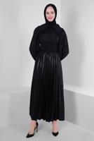 Vêtements hijab NOIR JUPE PLISSÉE À TAILLE ÉLASTIQUE T 20004