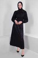 Vêtements hijab NOIR JUPE PLISSÉE À TAILLE ÉLASTIQUE T 20004