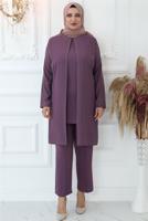 Vêtements hijab POURPRE COSTUME PANTALON BRODÉ GEM T 0721