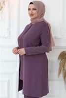 Vêtements hijab POURPRE COSTUME PANTALON BRODÉ GEM T 0721