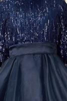 Tesettür giyim LACİVERT PUL PAYETLİ ETEĞİ KATLI ORGANZE ABİYE ELBİSE T 2547