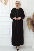 Tesettür giyim SİYAH TAŞ İŞLEMELİ ABİYE ELBİSE T 4621