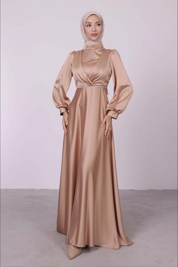 blue dress for baby girl Beige Satin Dress