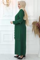 Hijab clothing GREEN LASER CUT EVENING DRESS WITH GEM T 6321