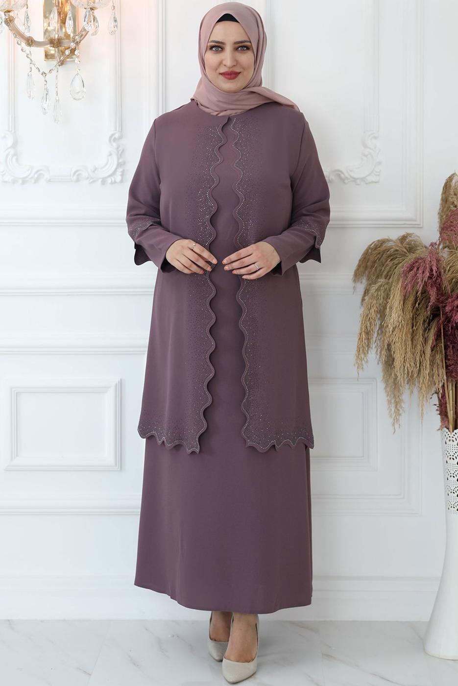 Vêtements hijab ROSE ROBE DE SOIRÉE DÉCOUPÉE AU LASER AVEC GEMME T 6321