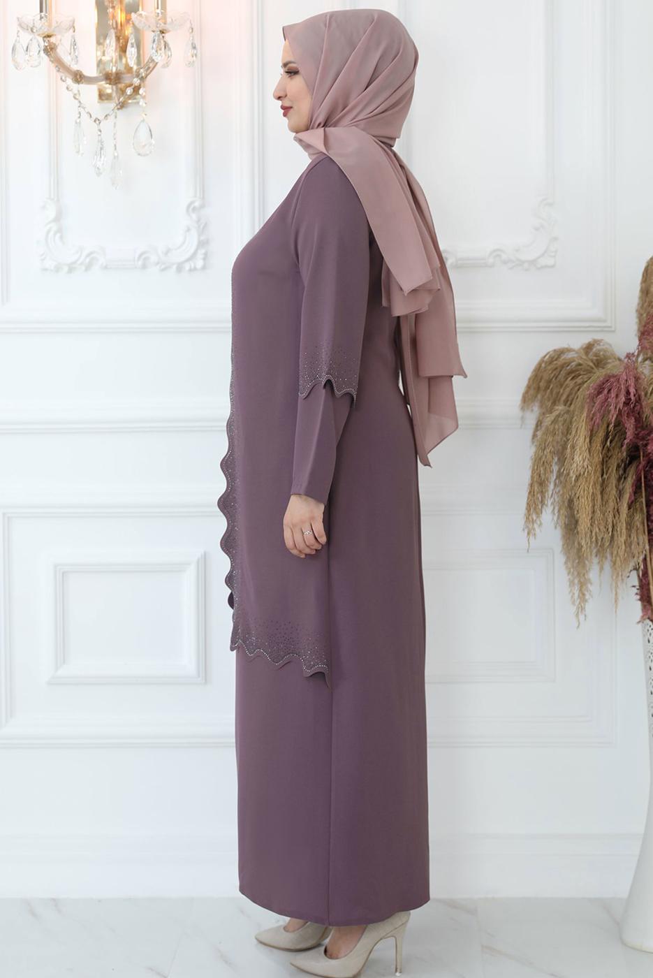 Vêtements hijab ROSE ROBE DE SOIRÉE DÉCOUPÉE AU LASER AVEC GEMME T 6321