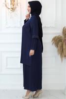 Vêtements hijab BLEU MARINE ROBE DE SOIRÉE AVEC GEM BRODÉ T 7321