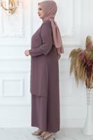 Tesettür giyim PEMBE TAŞ İŞLEMELİ ABİYE ELBİSE T 7321