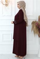 Hijab clothing CLARET RED GEM EMBROIDERED EVENING DRESS T 7721