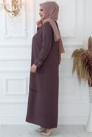 Tesettür giyim PEMBE TAŞ BASKILI ABİYE ELBİSE T 7721