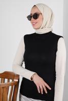 Tesettür giyim SİYAH BOĞAZLI YAKA KOLSUZ BODY T 1001