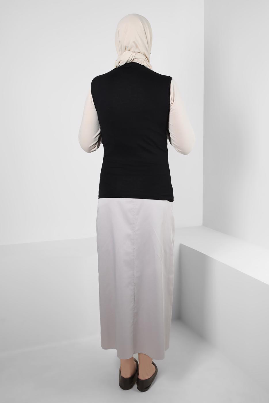 Tesettür giyim SİYAH BOĞAZLI YAKA KOLSUZ BODY T 1001