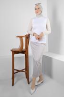 Tesettür giyim BEYAZ BOĞAZLI YAKA KOLSUZ BODY T 1001