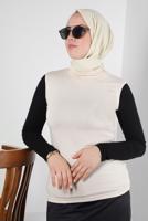 Tesettür giyim BEJ BOĞAZLI YAKA KOLSUZ BODY T 1001