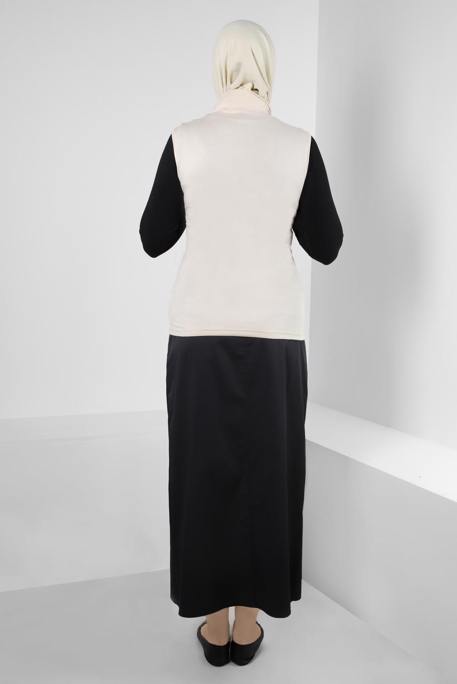 Tesettür giyim BEJ BOĞAZLI YAKA KOLSUZ BODY T 1001