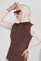Hijab clothing BROWN TURTLENECK SLEEVELESS BODY T 1001
