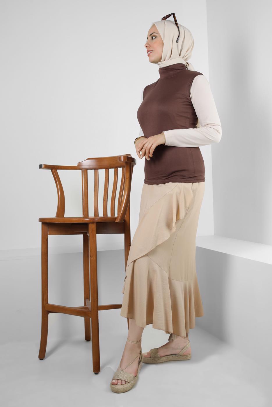 Hijab clothing BROWN TURTLENECK SLEEVELESS BODY T 1001