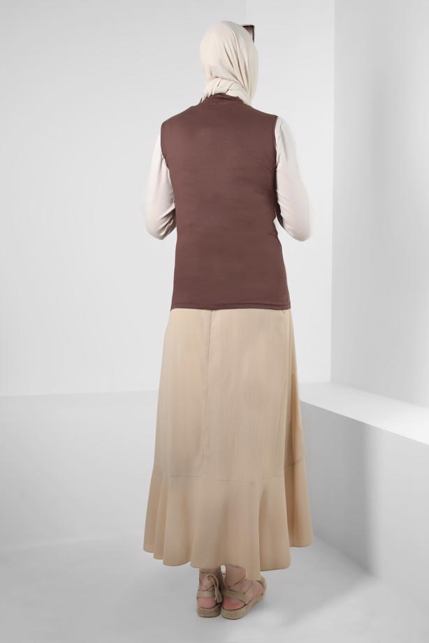Hijab clothing BROWN TURTLENECK SLEEVELESS BODY T 1001 - TRENDTESETTÜR