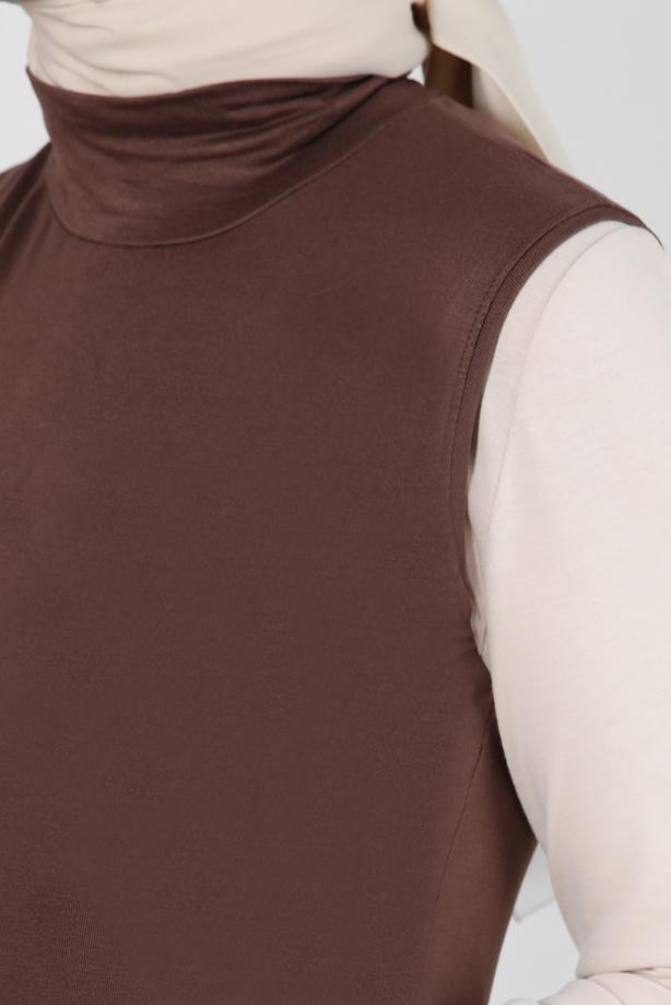 Hijab clothing BROWN TURTLENECK SLEEVELESS BODY T 1001 - TRENDTESETTÜR