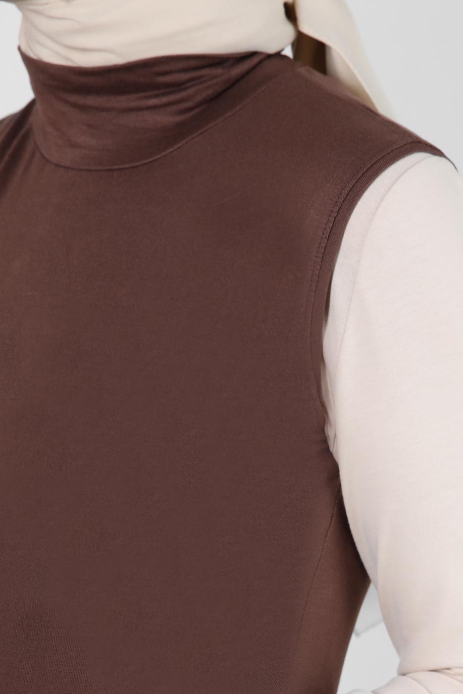 Hijab clothing BROWN TURTLENECK SLEEVELESS BODY T 1001