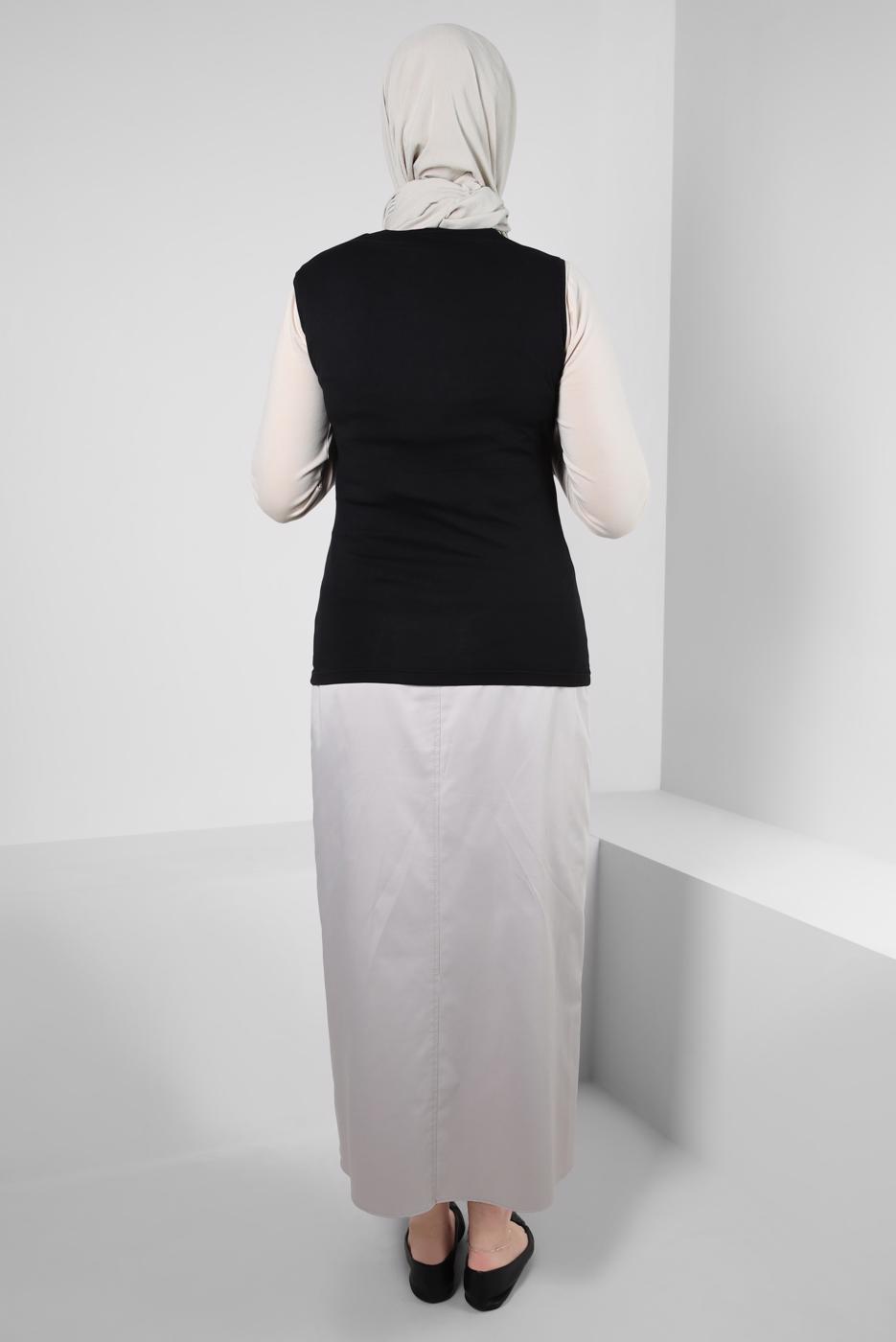 Tesettür giyim SİYAH BİSİKLET YAKA KOLSUZ BODY T 1002