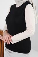 Tesettür giyim SİYAH BİSİKLET YAKA KOLSUZ BODY T 1002