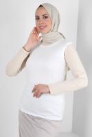 Tesettür giyim BEYAZ BİSİKLET YAKA KOLSUZ BODY T 1002