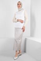 Tesettür giyim BEYAZ BİSİKLET YAKA KOLSUZ BODY T 1002