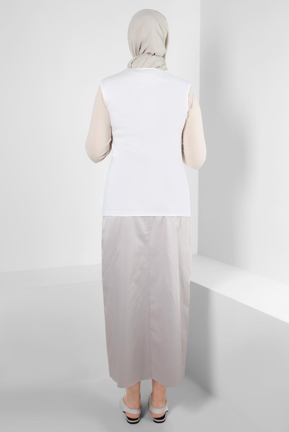 Tesettür giyim BEYAZ BİSİKLET YAKA KOLSUZ BODY T 1002
