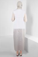 Tesettür giyim BEYAZ BİSİKLET YAKA KOLSUZ BODY T 1002