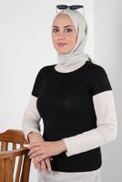 Hijab clothing BLACK SHORT SLEEVED CREW-NECK BODY T 1003