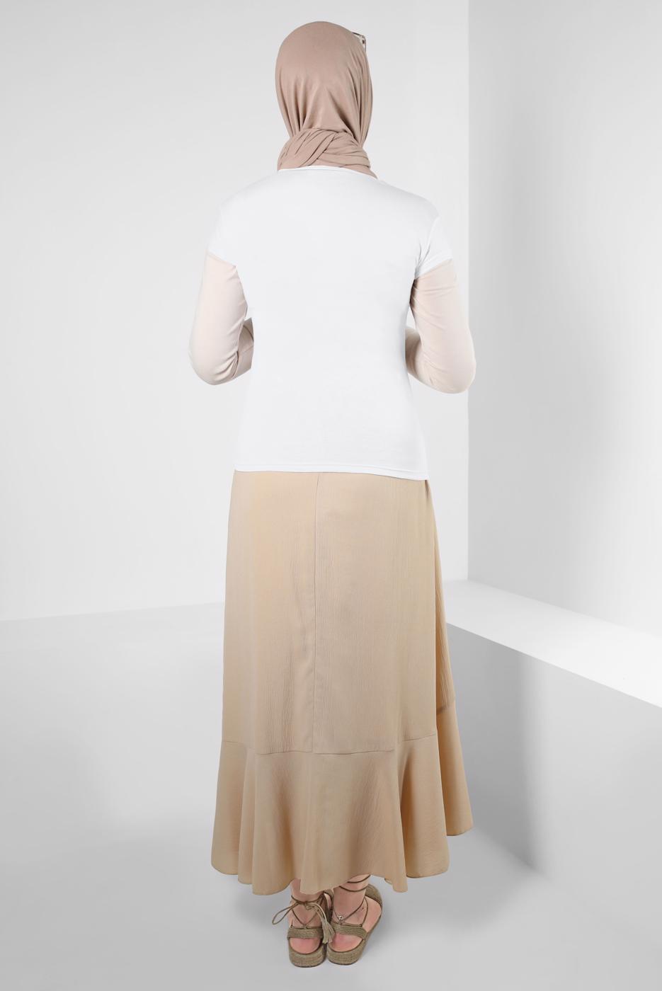 Tesettür giyim BEYAZ KISA KOLLU BİSİKLET YAKA BODY T 1003