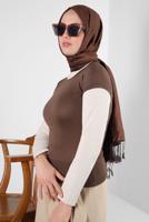 Hijab clothing BROWN SHORT SLEEVED CREW-NECK BODY T 1003