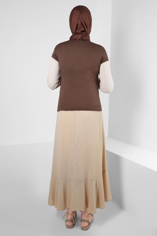 Hijab clothing BROWN SHORT SLEEVED CREW-NECK BODY T 1003 - TRENDTESETTÜR