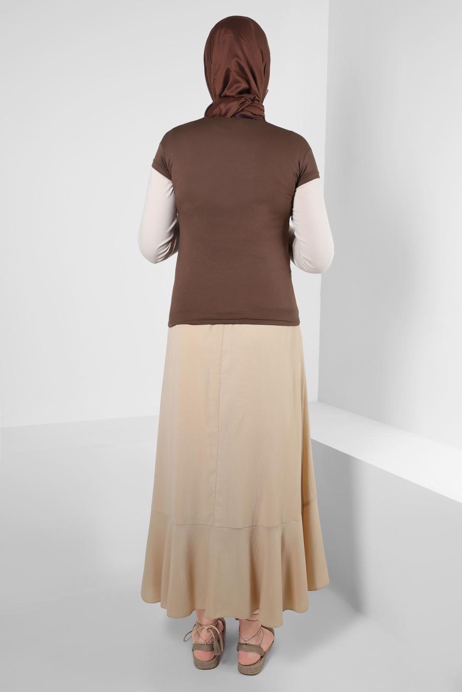 Hijab clothing BROWN SHORT SLEEVED CREW-NECK BODY T 1003