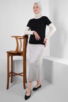 Tesettür giyim SİYAH BİSİKLET YAKA KISA KOLLU BODY T 1003-1