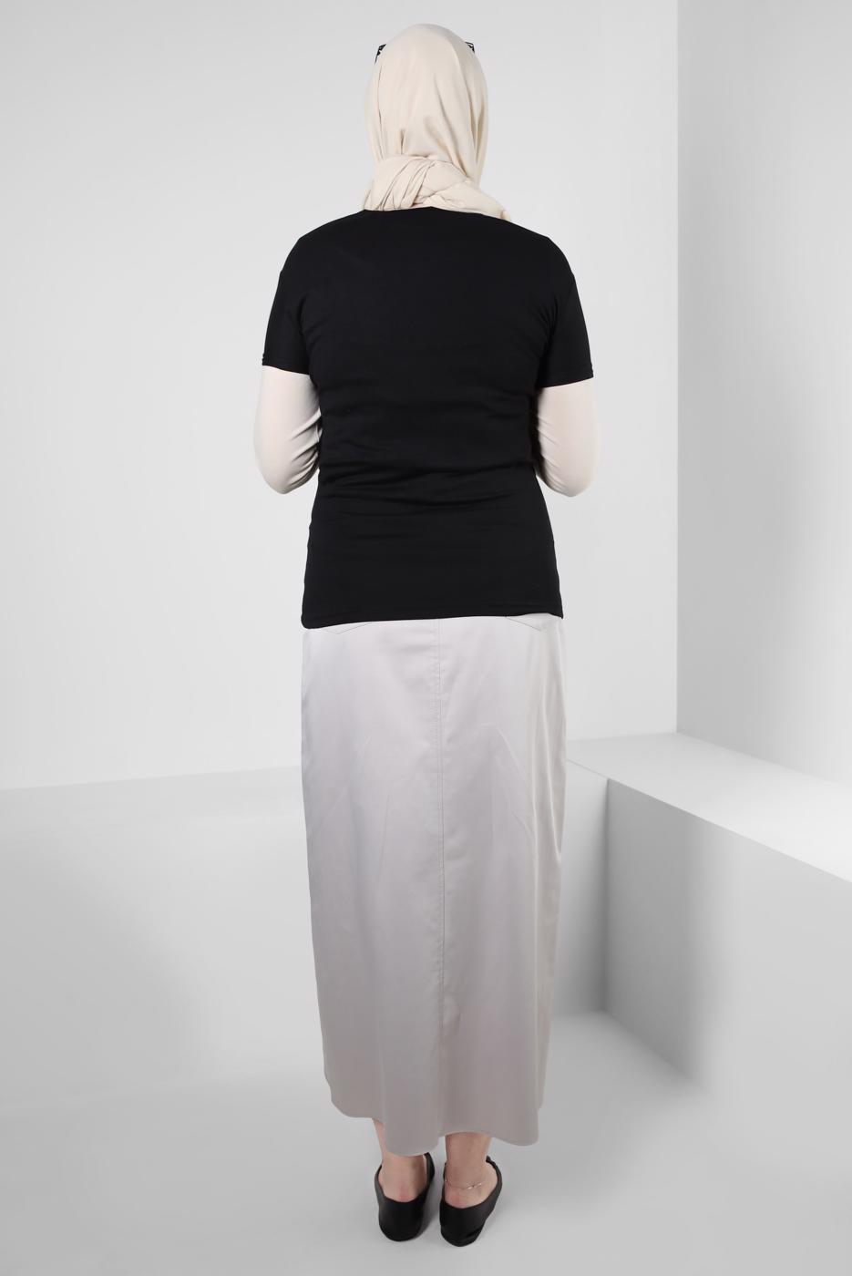 Tesettür giyim SİYAH BİSİKLET YAKA KISA KOLLU BODY T 1003-1