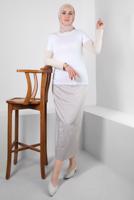 Tesettür giyim BEYAZ BİSİKLET YAKA KISA KOLLU BODY T 1003-1