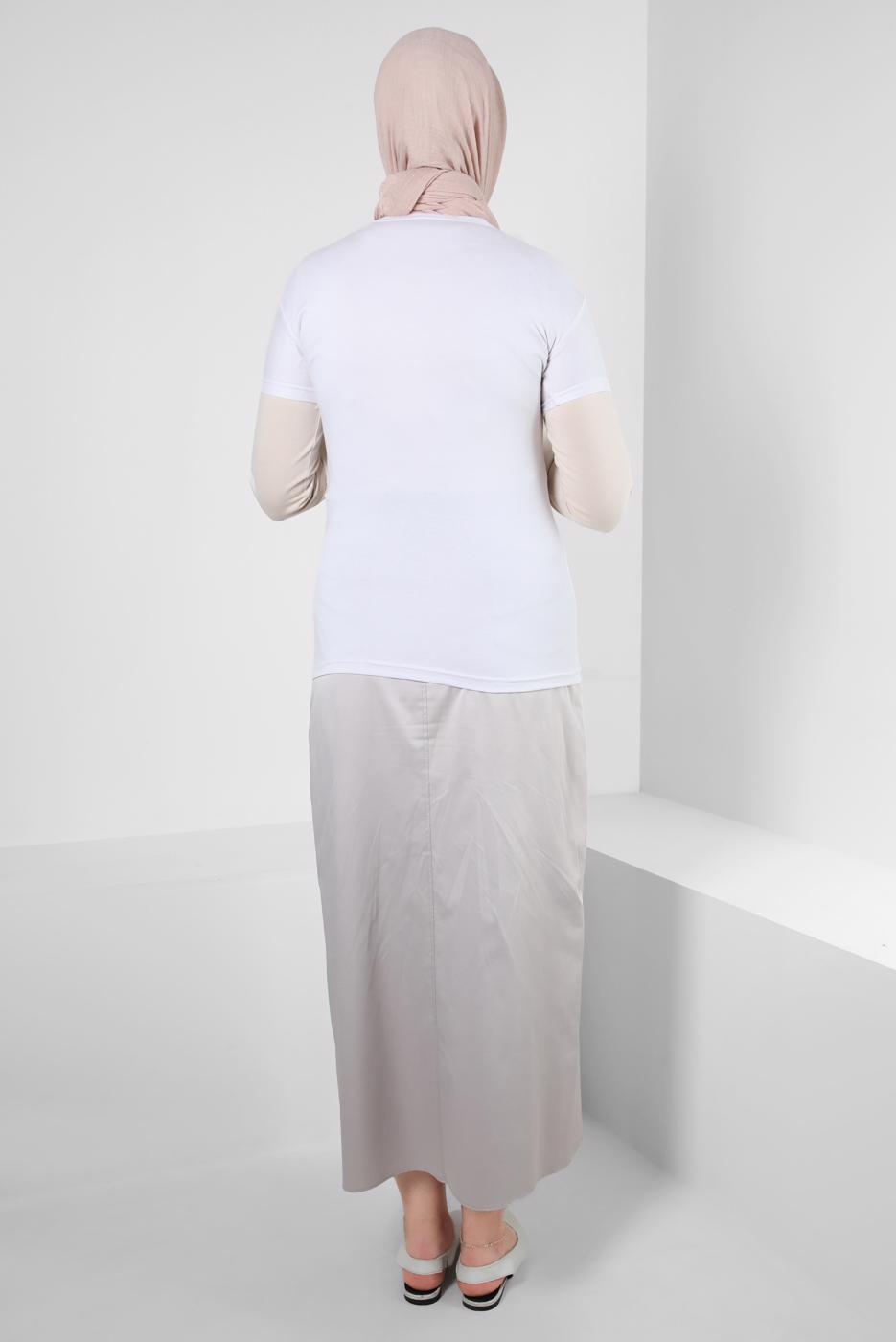 Tesettür giyim BEYAZ BİSİKLET YAKA KISA KOLLU BODY T 1003-1