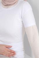Tesettür giyim BEYAZ BİSİKLET YAKA KISA KOLLU BODY T 1003-1