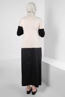 Tesettür giyim BEJ BİSİKLET YAKA KISA KOLLU BODY T 1003-1