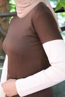 Tesettür giyim KAHVE BİSİKLET YAKA KISA KOLLU BODY T 1003-1