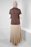 Tesettür giyim KAHVE BİSİKLET YAKA KISA KOLLU BODY T 1003-1