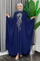 Tesettür giyim LACİVERT ABAYALI ELBİSELİ TAKIM T 4773