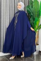 Tesettür giyim LACİVERT ABAYALI ELBİSELİ TAKIM T 4773