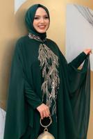 Tesettür giyim YEŞİL ABAYALI ELBİSELİ TAKIM T 4773