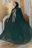 Tesettür giyim YEŞİL ABAYALI ELBİSELİ TAKIM T 4773