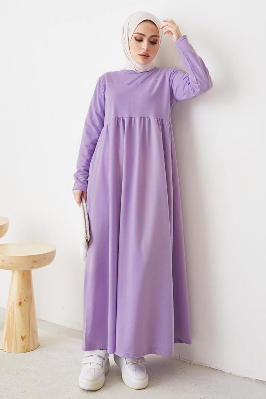 Tesettür giyim MOR ROBALI SALAŞ ELBİSE T 103