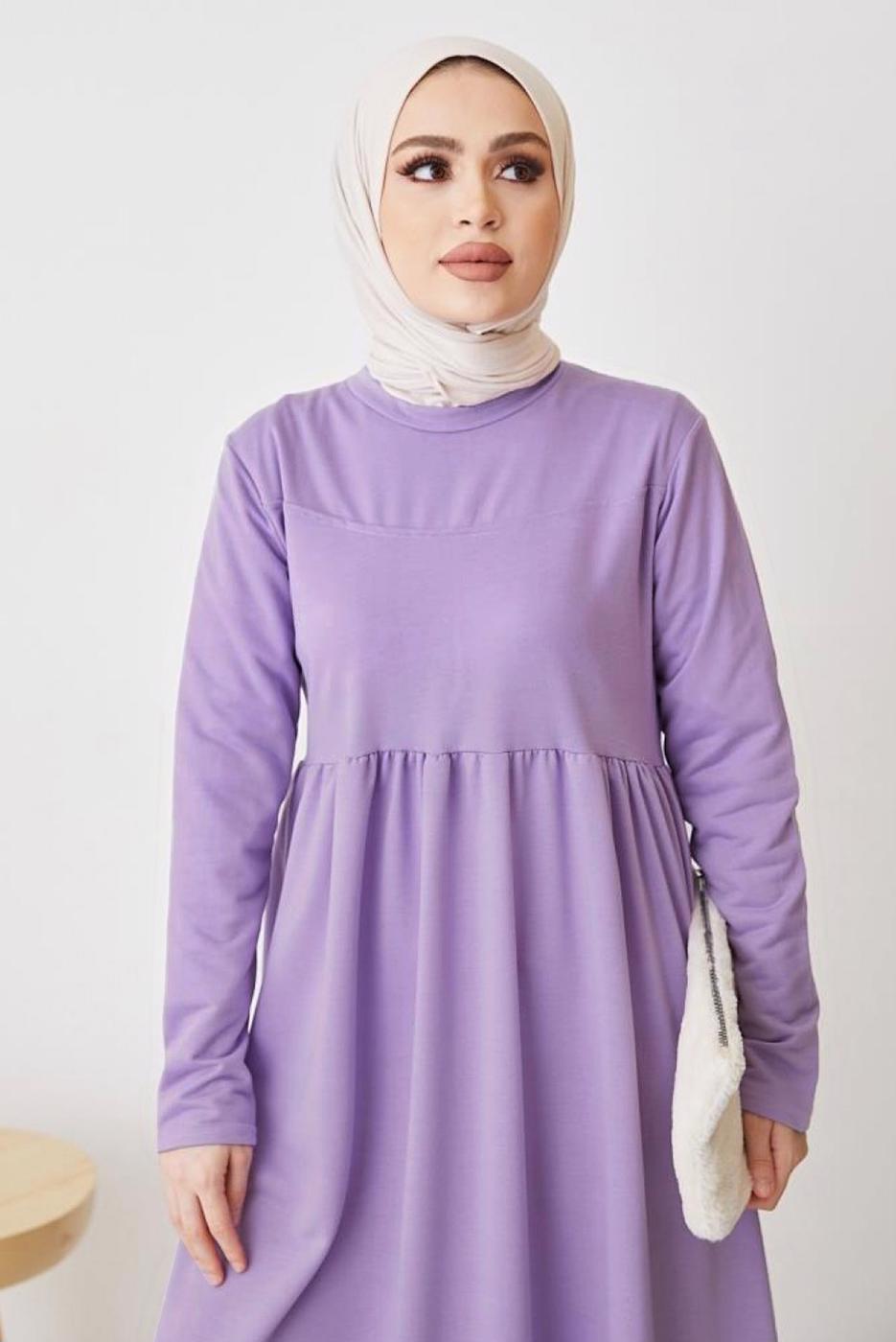 Tesettür giyim MOR ROBALI SALAŞ ELBİSE T 103